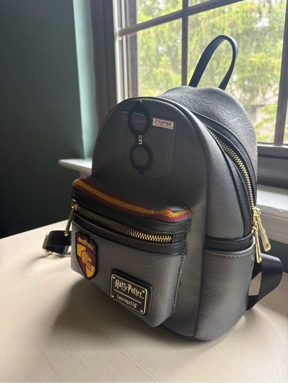 Loungefly Harry Potter Gryffindor Mini Backpack - Gray with Red & Gold Accents